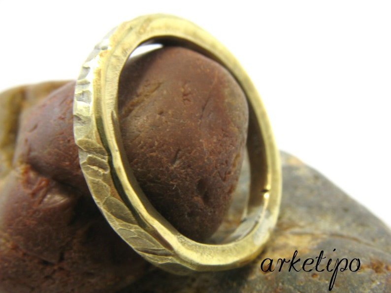 Gold Hammered Ring Men's Band Handmade Band Wedding Ring Custom Inside with date/ words Oxidized Rustic Ring Ring for men image 1