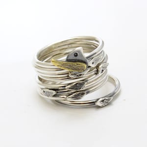 Silver Ring for Mother - Mom children- Mother daughters - Mamma Bird Ring - Mother Jewelry - Baby Bird - Mother Gift