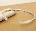 Personalized Bracelet Cuff - Sterling Silver bangle - Name - Date -Coordinates - Roman Numeral  Proverbs Cuff-  Bridesmaid Gift product logo