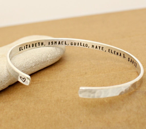 Engraved Bracelet - Personalized Cuff - Sterling Silver bangle - Name - Date -Coordinates - Roman Numeral  Proverbs Cuff-  Bridesmaid Gift