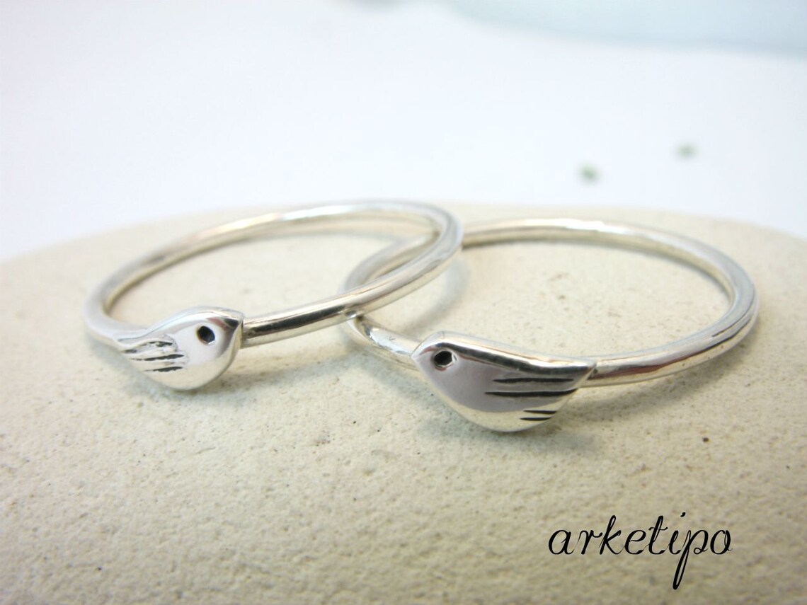 Sterling Silver Bird Ring Stack Ring Stackable Stacking Etsy