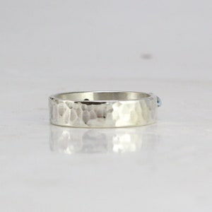 Sterling Silver Ring for Men, Women Hammered or Smooth Custom Engraving Mens Sterling Silver Ring Silver Band 5mm image 4