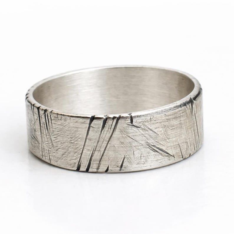 Wide Silver Band - Ring For Men and Women - Custom Engraving Inside- Hammered - Handmade - Men's Band - Wedding/ Engagement Ring - Oxidized image 1