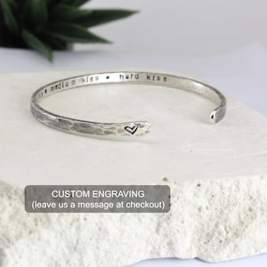 Bracelet jonc en argent sterling personnalisé, manchette en argent sterling, bracelet martelé, bracelet personnalisé, bracelet en argent personnalisé image 3