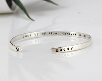 Armband hond Memorial Gifts, aangepaste naam, sterlingzilveren manchet ter nagedachtenis aan hond, knippen, huisdier herdenkingssieraden, verlies van sympathie honden