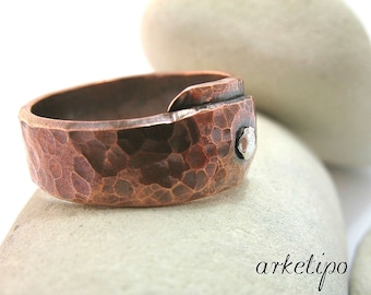 Personalized Copper Band - Hammered Rose Gold Ring - Men's Copper Ring -Women's Ring - Custom Men's Gift - Rustic Ring - Oxidized