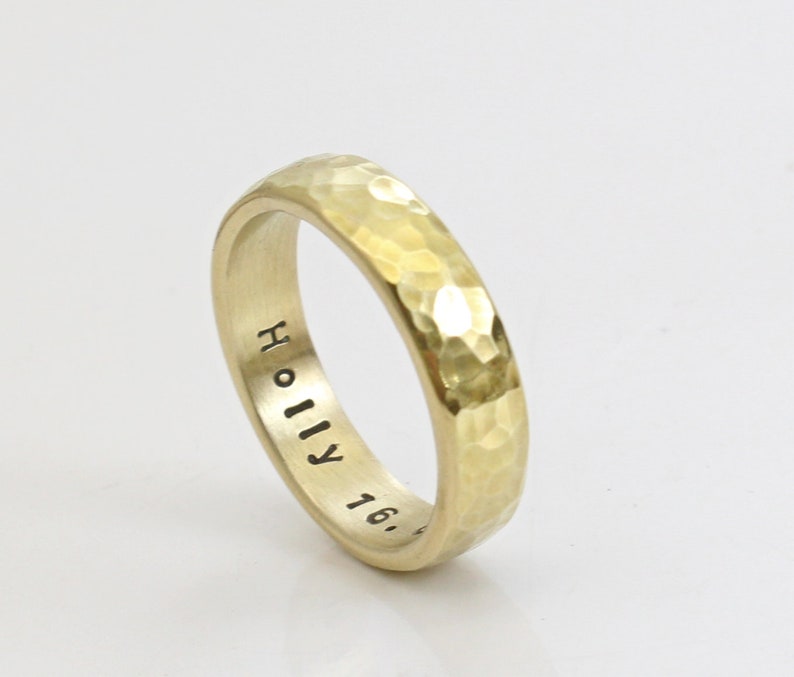 Men/'s Ring Promise Ring Personalized Gold Ring Gold Hammered Ring Bronze Handmade Band Wedding Engagement Custom Inside