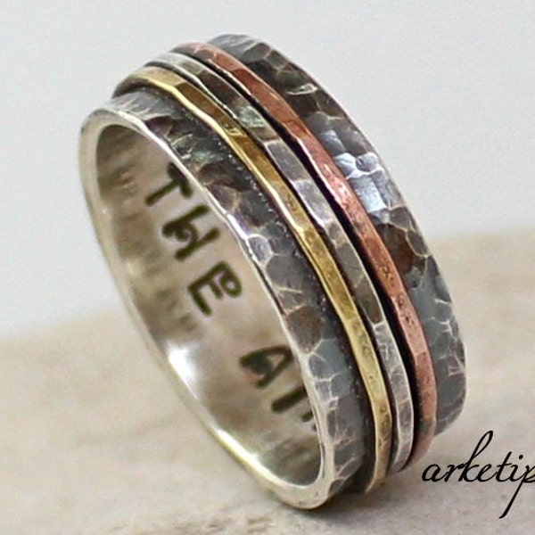 Handmade Wedding Band - Men's ring -Personalized sterling silver Ring -  Engagement Ring -  Gift for her, him, mother, husband, wife.