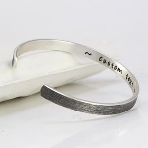 Men&#39;s Bracelet, Gift for Husband, Dad, Mom, Custom Engraved Text and Surface, Cuff Bangle for Women, Oxidized Hammered