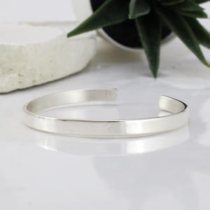 Personalized Silver Cuff Bracelet, Custom Engraved Text, Smooth or Hammered/ Oxidized/ Scratched, Sterling Silver,