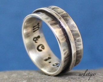 Personalized Sterling Silver Ring / Wedding Band.  Men's / Women's Ring.. Personalized / Custom Ring / Band..