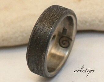 Anello argento personalizzati... Argento ossidato martellato anello / Wedding Band, uomini / donne (unisex)... Fascia d'argento