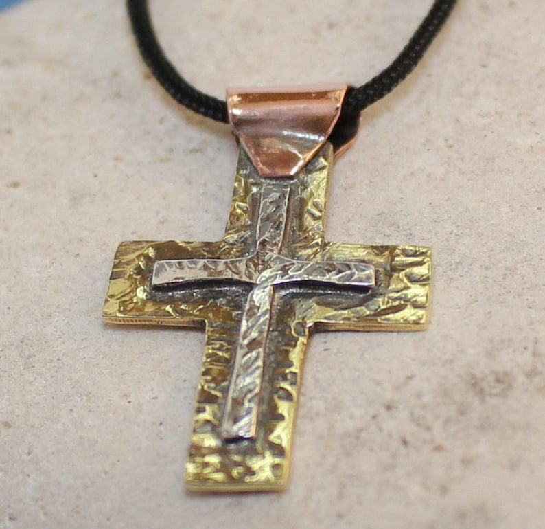 Handmade Hammered Cross Necklace of Sterling Silverbrass and Etsy