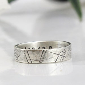 Men's Silver Band, Handmade Ring for Women, Anniversary/ Engagement Ring, Custom Engraving Inside, Thin - Minimal - Oxidized - Hammered