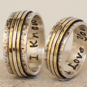 Indywidualne obrączki-Handmade Silver Sterling Bands-kocham Cię/I know-Hand opieczętowane