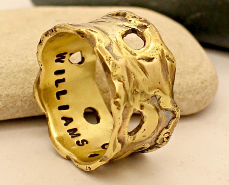 Men's Gold Ring Personalized Band Engraved Inside Etsy