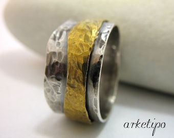 Personalized Ring of sterling silver and brass / Wedding Band..  Men's / Women's Band.. Wedding Ring.. Custom Ring