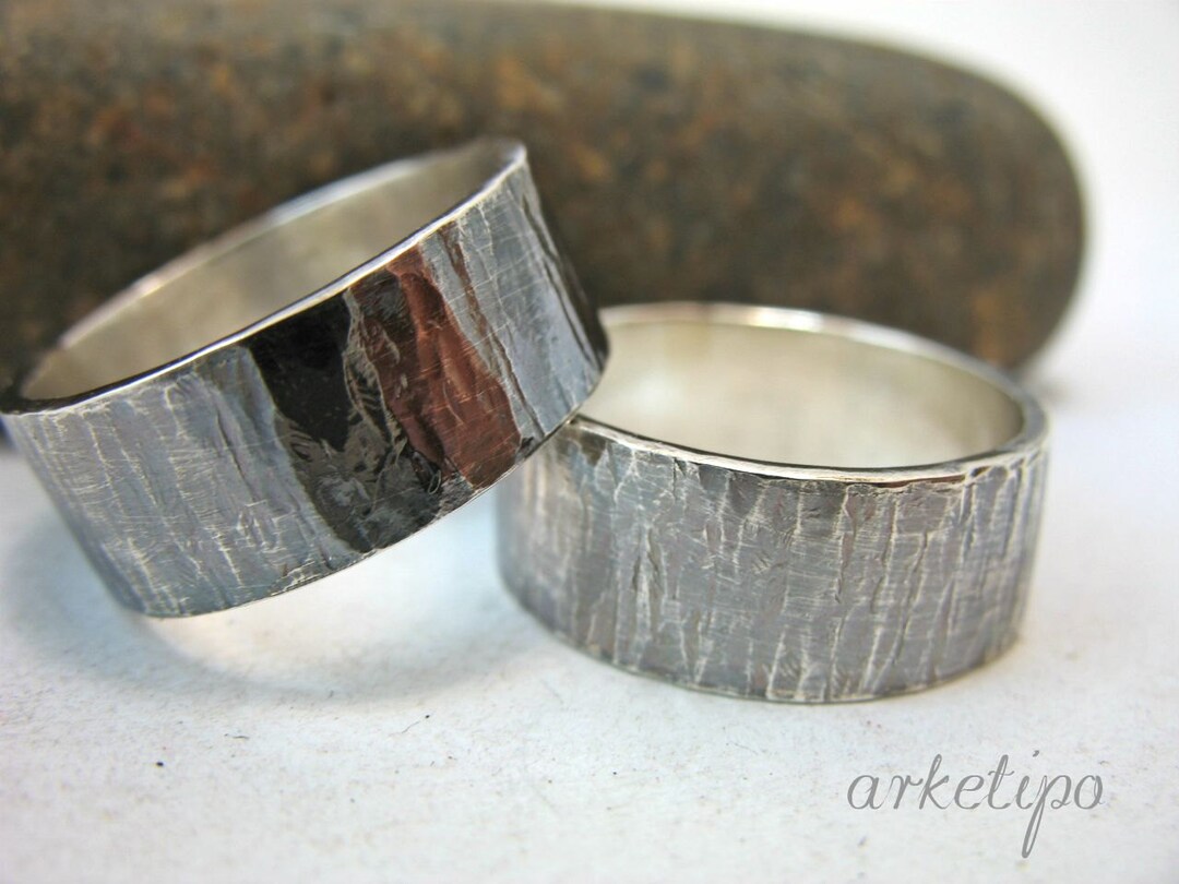 Two Rings Set Silver Couples Ring - Wedding Ring Set - Set of Two Sterling Silver Rings ...