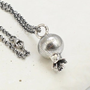 Handmade Pomegranate Necklace of sterling silver with sterling silver chain adjustable. image 3