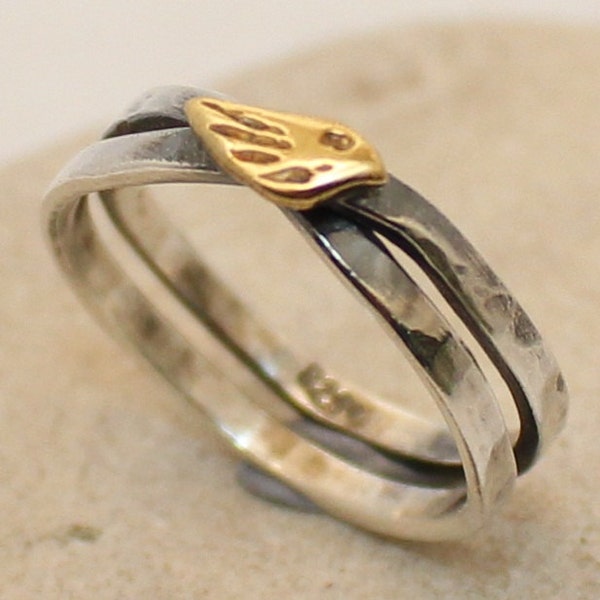 Handmade "Bird" Ring of sterling silver and brass.You will love it
