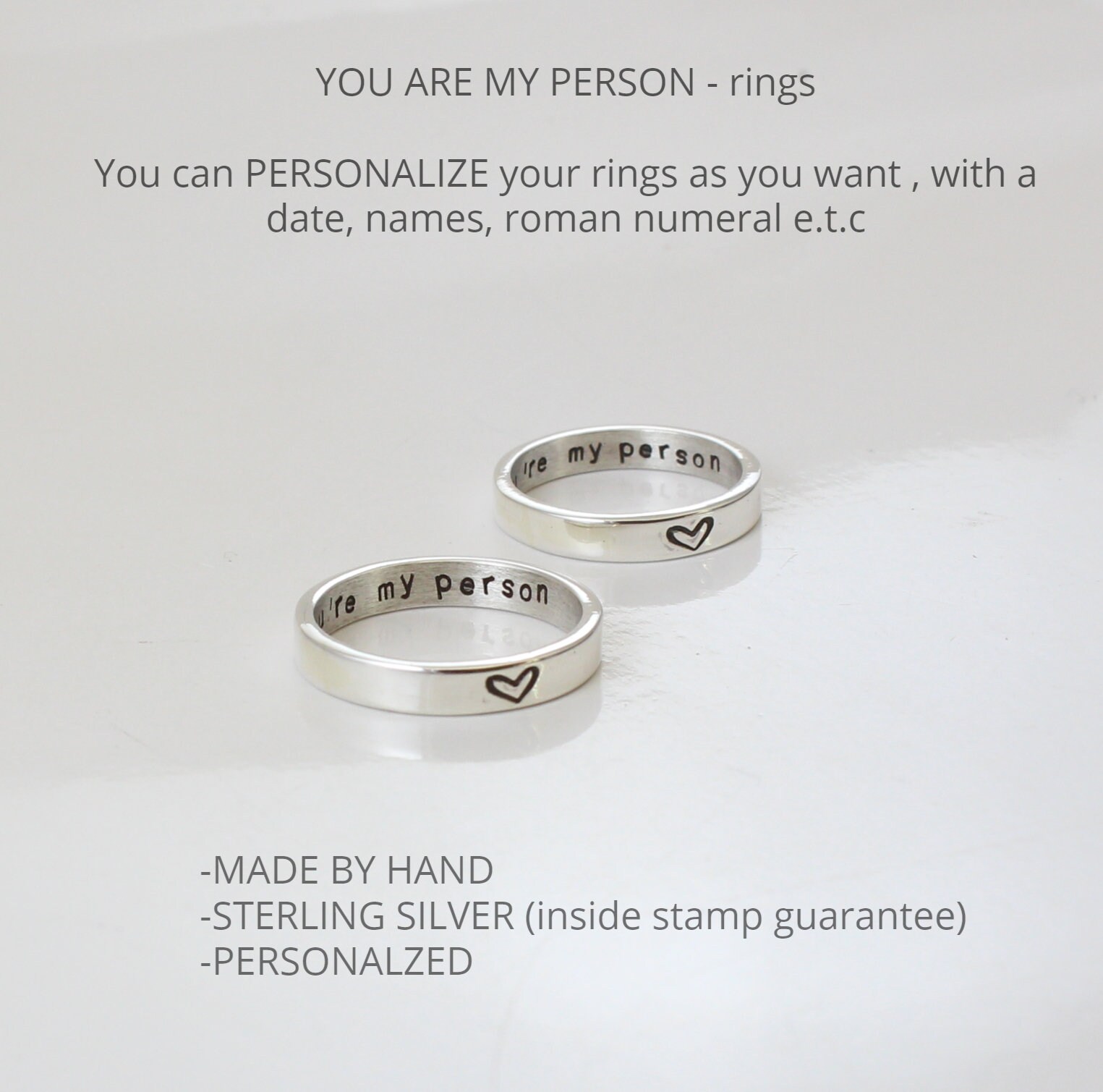 You Are My Person Rings Sterling Silver Couple's Rings - Etsy