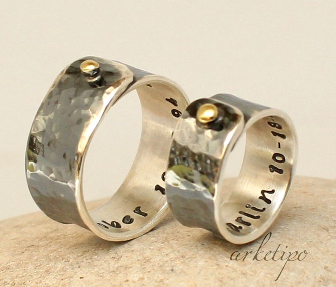 Personalized Sterling Silver Rings / Wedding Bands.. Couple Rings ...