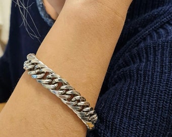 Silver Chunky Bracelet, Brass Curb Bracelet, Vintage Style Bracelet, Rock  Bracelet, Gold Chain Bracelet, Men Gold Bracelet, Unisex Bracelet