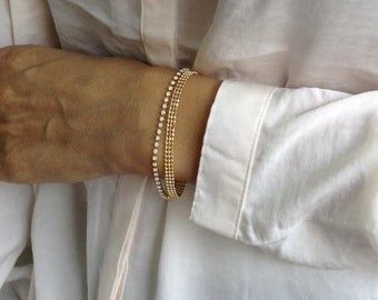 Gold Bracelet, Elegant Layered Bracelet, Bridal Bracelet, Gold Bracelet, Bridesmaids Gift, Crystal Bracelet, Wedding Bracelet