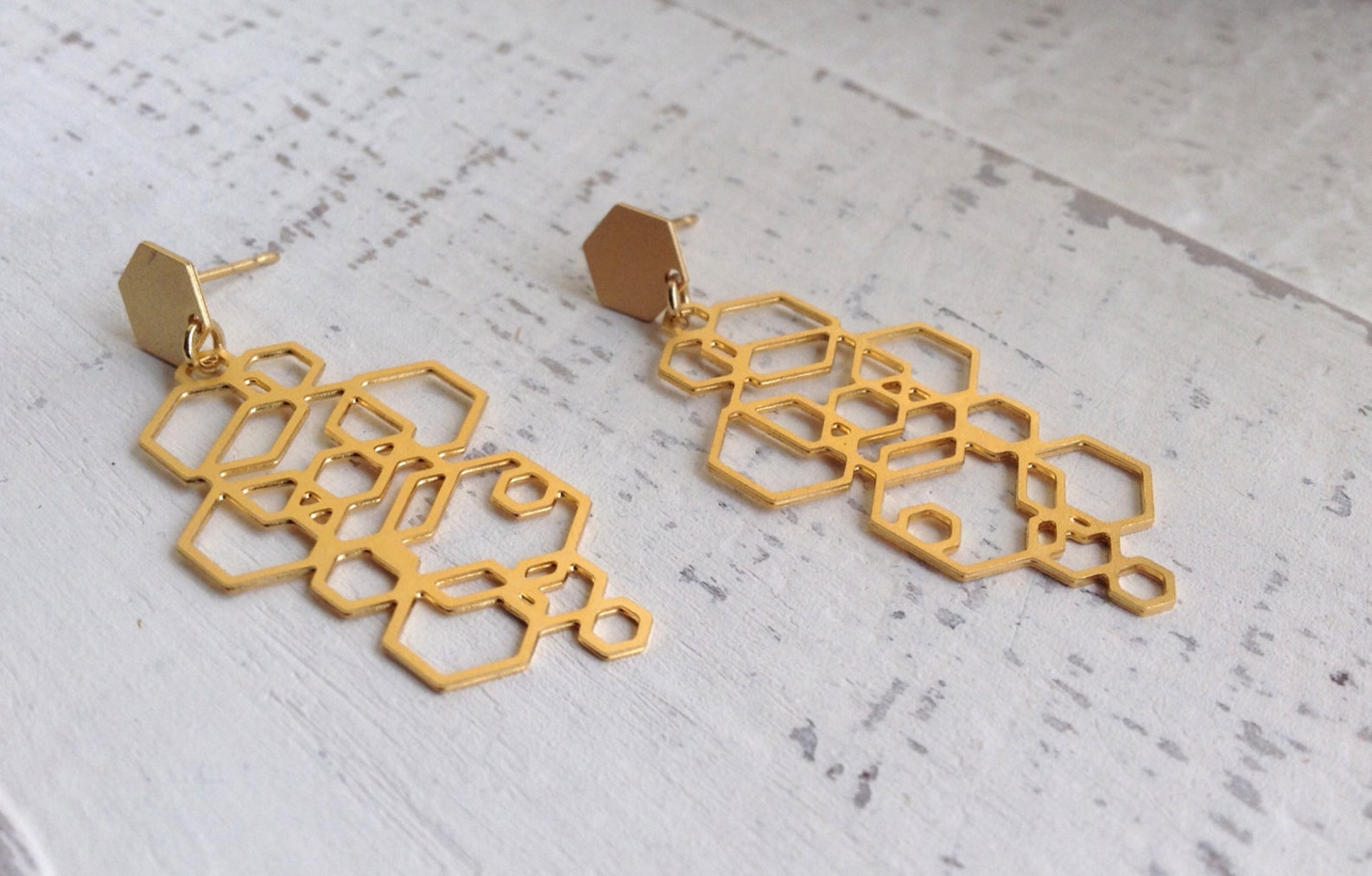 •HEXED• picture jasper + gold earrings
