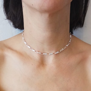 Sterling Silver Links Choker, Silver Choker, Delicate Necklace, Layered Choker Necklace, Bridesmaid Gift Necklace, Silver Dainty Necklace