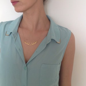 Gold Halskette, Geweih Halskette, Deer Halskette, Elch Anhänger, Geweih Anhänger, Elch Halskette, Minimalist Schmuck, Geschenke unter 40