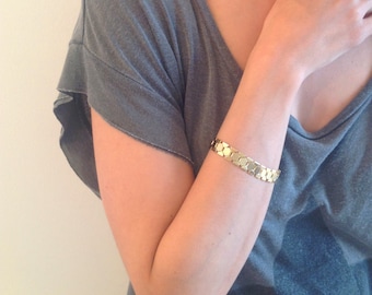Gold Bracelet, Hexagon Book Chain Bracelet, Geometric Links Bracelet, Industrial Bracelet, Bridesmaids Gift Bracelet, Friendship Bracelet