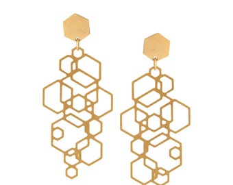 Alle Hexed uit de zeshoek oorbellen, zilveren oorbellen, Post oorbellen, gouden oorbellen, bruidsmeisje, geometrische oorbellen, Wedding Jewelry