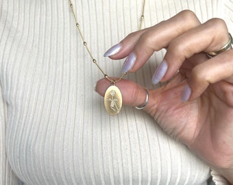 Beautiful Coin on a Satellite Gold Chain, Long Coin Necklace