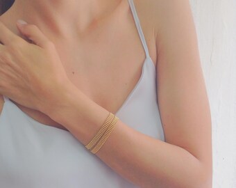 Gold Bracelet, Geometric Bracelet, Bridal, Bridesmaid Gift, Wrapped bracelet, Wedding Bracelet, Layered bracelet