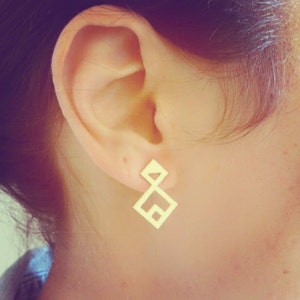 Rhombus Twain Earrings, Rhombus Earrings, Geometric Earrings, Gold Earrings, Geometric Jewelry, Minimalist Jewelry, Triangle