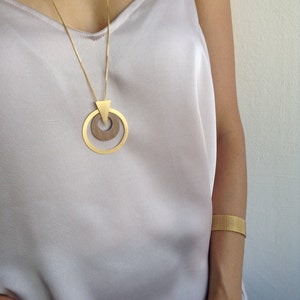 Mod Halskette, lange Halskette, Holzschmuck, geometrische Halskette, Vintage Styles, lange Halskette, Goldkette