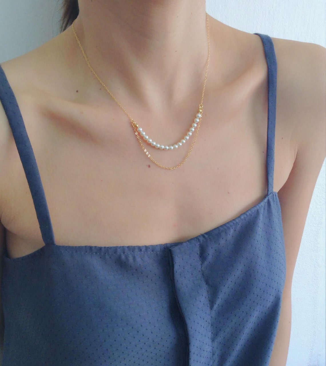 Pearls & Gold Layered Necklace, Pearl Necklace, Gold Necklace ...