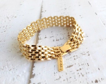 Gold Bracelet, Geometric Flat Links Bracelet, Vintage Style Bracelet, Bridesmaids Gift Bracelet, Friendship Bracelet, mother&#39;s day sale