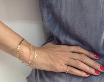 Delicate Layered Bracelet, Gold Bracelet, Wedding Jewelry, Layered Bracelet, Dainty Bracelet, bridesmaid gift, Gifts under 50