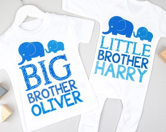 Personalised Big Brother Little Brother Elephant Set