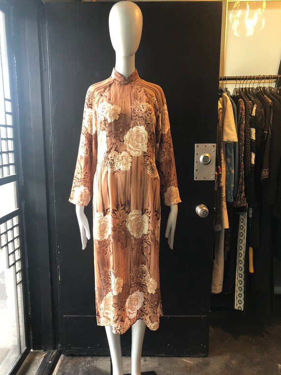 Vintage 60's Asian Mandarin Hand Made Floral Rose
