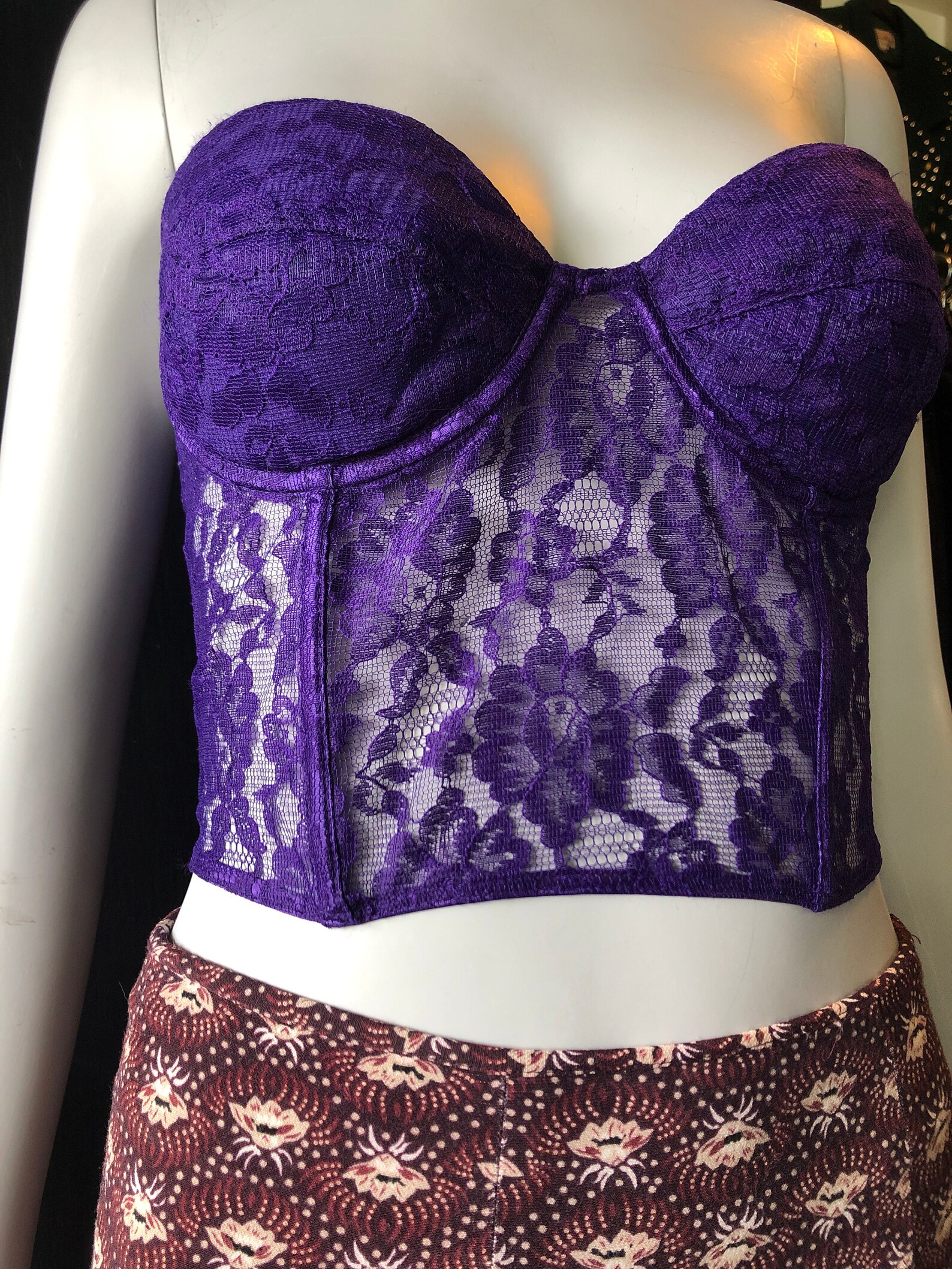 Vintage 80s Victoria's Secret Royal Purple Lace Bustier Etsy