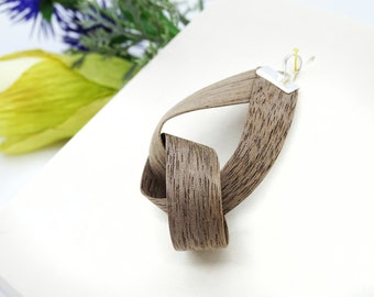 BÜKK Jewelry - Handmade natural wood, sterling silver pendant, small size - Elegant, walnut veneer jewel