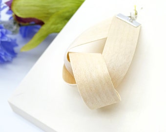 BÜKK Jewelry - Handmade natural wood, sterling silver pendant - Elegant, sycamore veneer jewel