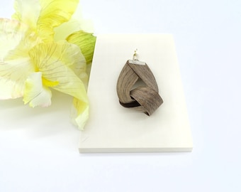 BÜKK Jewelry - Handmade natural wood, sterling silver pendant - Elegant, walnut veneer jewel