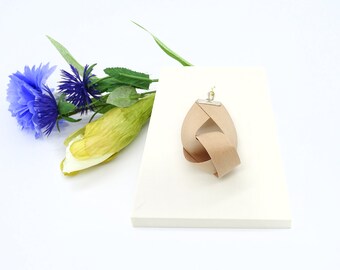 BÜKK Jewelry - Handmade natural wood, sterling silver pendant - Elegant, pear wood veneer jewel