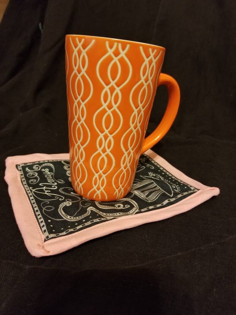 Coffee Mug Rug Pink Blue Brown Kitchen decor Drink Etsy