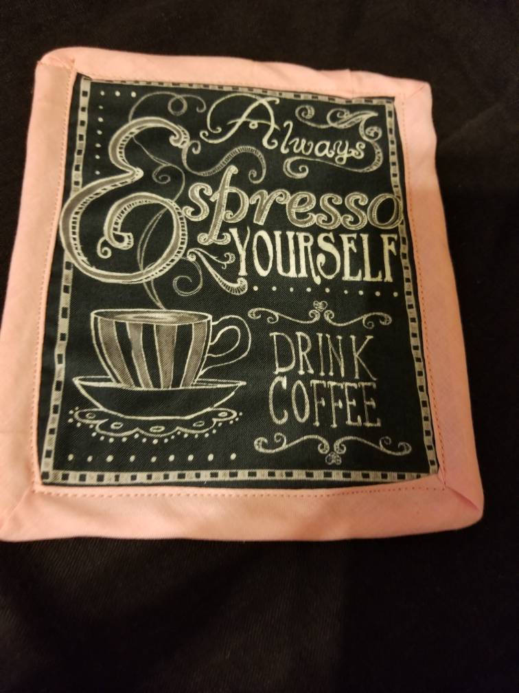 Coffee Mug Rug Pink Blue Brown Kitchen decor Drink Etsy