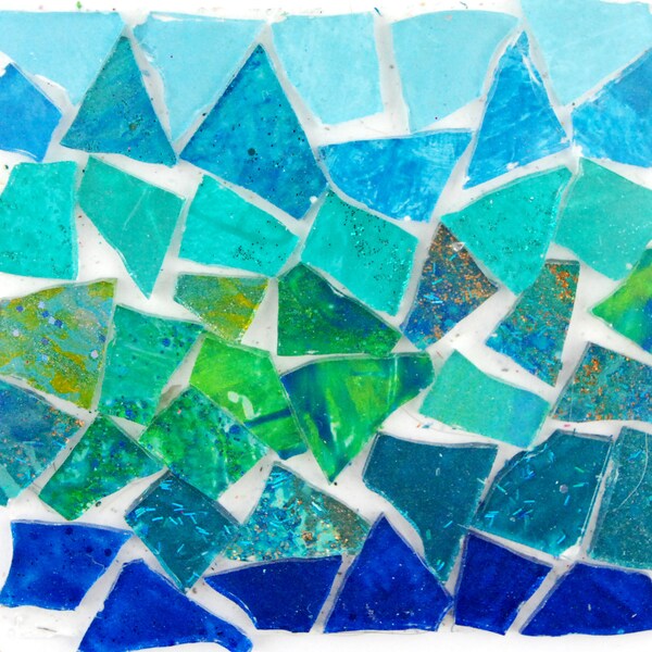 Mixed Blue Mosaic Glass: order from new MakenaTileGlass etsy store